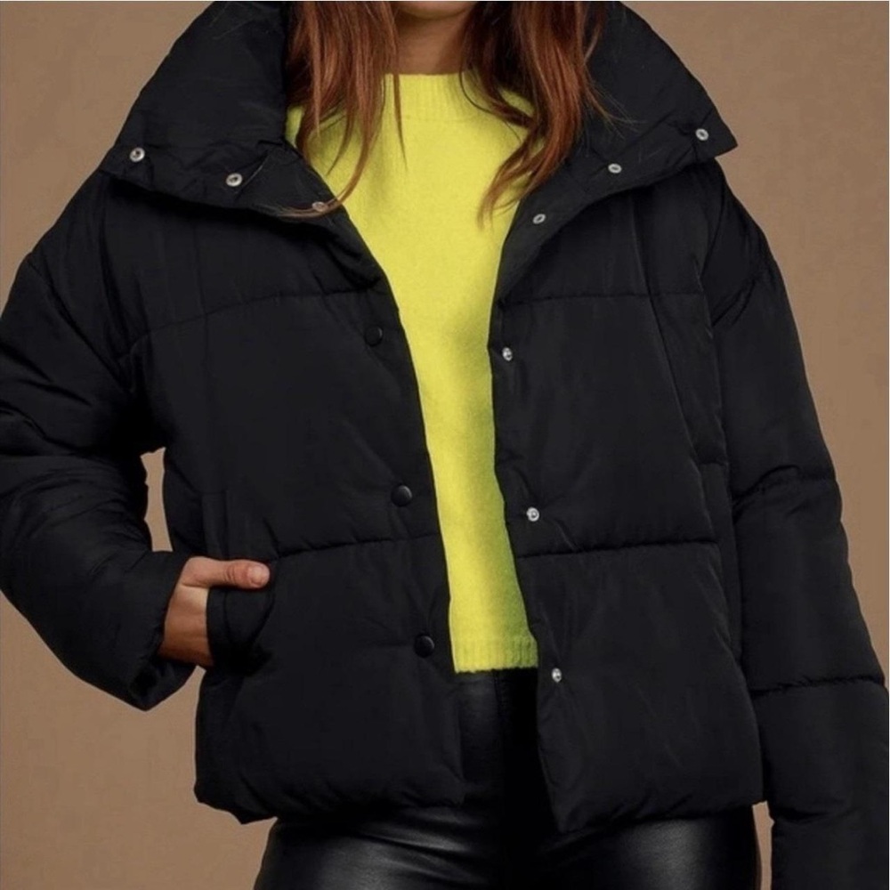 Free People Weekender Puffer Women Quilted Insulated Jacket Black Oversized